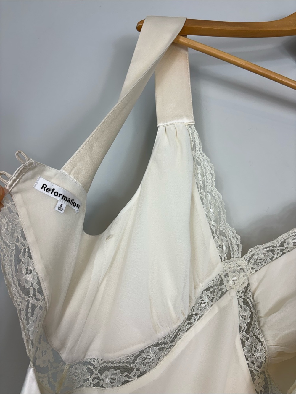 Reformation Chania Silk Dress Ivory Size Small *No Buttons - Picture 13 of 16